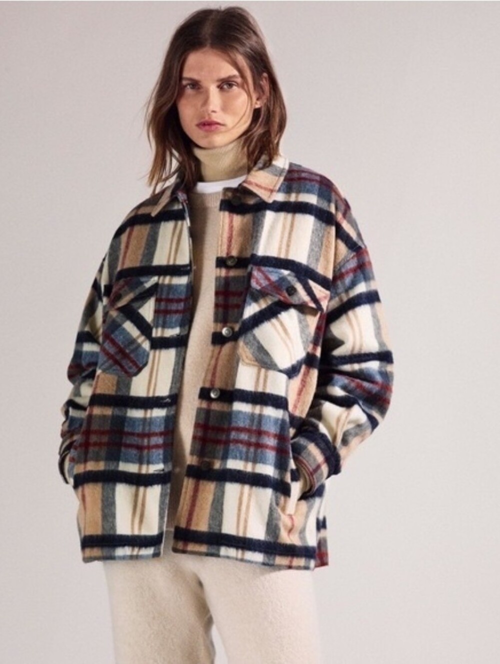 Zara Wool Blend  Plaid Ocershirt Shirt Jacket XS